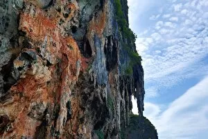 Images Dated 1st December 2012: Limestone cliff on Phranang Cave Beach, Railay Beach, Krabi, Phuket, Thailand