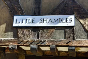 Yorkshire Collection: Little Shambles street sign in York, Yorkshire, England