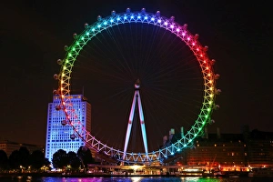 London Eye illuminated in rainbow colours for London Pride 2015 London Eye illuminated in rainbow colours for London Pride 2015