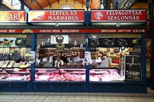 Budapest, Hungary Collection: Meat stall in the Central Market Hall in Budapest, Hungary