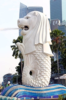 Merlion statue in Merlion Park in Singapore, Republic of Singapore Merlion statue in Merlion Park in Singapore, Republic of Singapore