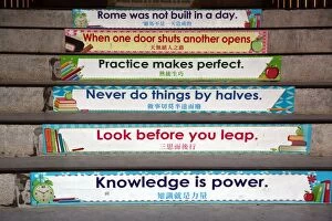 Images Dated 9th February 2015: Motivational messages on steps in Tainan, Taiwan