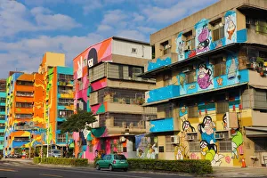 Murals on buildings in Weiwu Mimi Village, Kaohsiung City, Taiwan Murals on buildings in Weiwu Mimi Village, Kaohsiung City, Taiwan