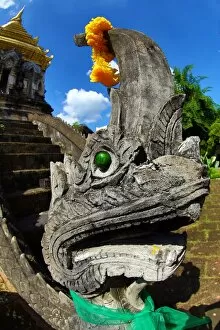 Images Dated 9th November 2014: Naga snake statue at Wat Chiang Man Temple in Chiang Mai, Thailand