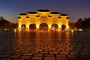 Taiwan Collection: The National Chiang Kai Shek Memorial Hall Main Gate illuminated at night in Taipei