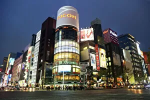 Images Dated 27th March 2013: Night scene of buildings and lights in Ginza, Tokyo, Japan