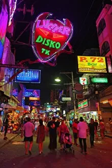 Images Dated 3rd December 2012: Night scene of illuminated neon signs and illuminations on Walking Street in Pattaya, Thailand