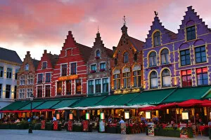 Images Dated 5th August 2019: Old Guild houses in the Market Square or Markt, Bruges, Belgium