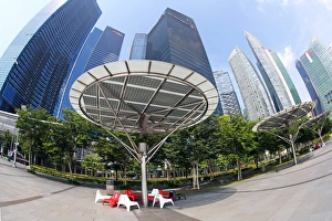 Outdoor air conditioning cooling fans on the waterfront in Singapore Outdoor air conditioning cooling fans on the waterfront in Singapore
