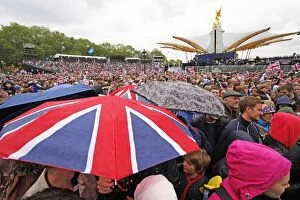 Diamond Jubilee Collection: Patriotic crowds with umbrellas at the Queen Elizabeth II Diamond Jubilee Celebrations, London
