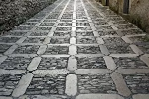 Sicily Collection: Paved stone road in Erice, Sicily, Italy