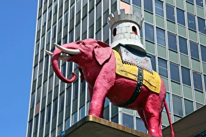 Pink elephant statue at the Elephant and Castle shopping centre in London, England Pink elephant statue at the Elephant and Castle shopping centre in London, England