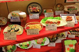 Osaka, Japan Collection: Plastic food dishes visual menu in Osaka, Japan