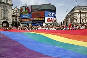 Rainbow Collection: Rainbow Flag at London Pride Parade 2009