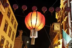Images Dated 28th September 2011: Red Chinese Lantern and lights in Chinatown, London