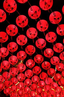 Kaohsiung, Taiwan Collection: Red Chinese paper lantern decorations for Chinese New Year, Kaohsiung City, Taiwan