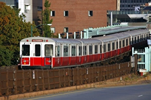 Red Lane Subway train, Boston, Massachusetts, America