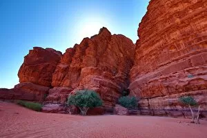 Amman and Jordan Collection: Red rock formations of Khazali Canyon in the desert at Wadi Rum, Jordan