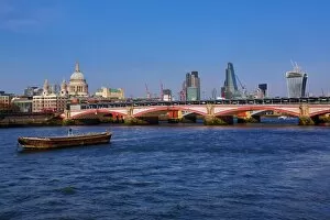 Images Dated 29th March 2014: River Thames with Blackfriars Bridge and the City of London skyline in London, England