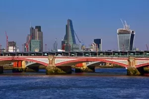 Images Dated 29th March 2014: River Thames with Blackfriars Bridge and the City of London skyline in London, England