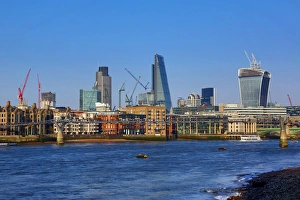 River Thames and the City of London skyline in London, England River Thames and the City of London skyline in London, England
