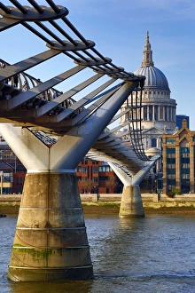 River Thames with the Millennium Bridge and St Pauls Cathedral in London, England River Thames with the Millennium Bridge and St Pauls Cathedral in London, England