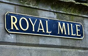 Images Dated 30th April 2016: Royal Mile street sign in Edinburgh, Scotland, United Kingdom