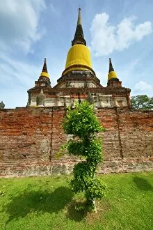 Ayutthaya, Thailand Collection: Ruins of the chedi at Wat Yai Chaimongkol Temple, Ayutthaya, Thailand