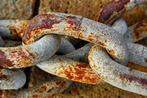 Images Dated 9th February 2013: Rusty metal chain links in the harbour in Venice, Italy