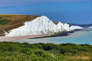 Images Dated 22nd July 2018: The Seven Sisters chalk cliffs, Cuckmere Haven, West Sussex, England, United Kingdom