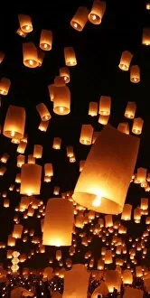 Perfect for Phone Covers Collection: Sky lanterns at the Yee Peng Sansai, Loy Krathong, Floating Lantern Ceremony, Chiang Mai, Thailand