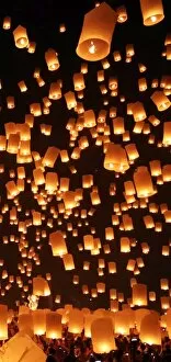 Perfect for Phone Covers Collection: Sky lanterns at the Yee Peng Sansai, Loy Krathong, Floating Lantern Ceremony, Chiang Mai, Thailand