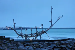 Solfar Sun Voyager boat sculpture by Jon Gunnar Arnason, Reykjavik, Iceland Solfar Sun Voyager boat sculpture by Jon Gunnar Arnason, Reykjavik, Iceland