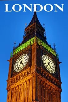 Souvenirs Collection: Souvenir of Big Ben, Houses of Parliament, at dusk in London, England