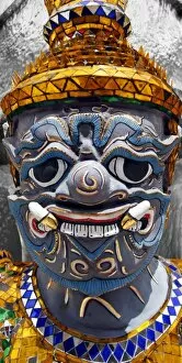 Perfect for Phone Covers Collection: Spot colour Yaksha Demon Statue at Wat Phra Kaew temple, Bangkok, Thailand