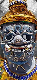 Perfect for Phone Covers Collection: Spot colour Yaksha Demon Statue at Wat Phra Kaew temple, Bangkok, Thailand