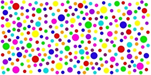 Spot mug covered in rainbow spots and circles