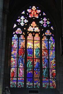 Images Dated 14th March 2011: Stained glass window in St. Vitus Cathedral in Prague