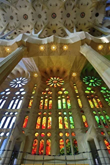 Barcelona, Spain Collection: Stained glass windows in the Basilica de la Sagrada Familia cathedral in Barcelona, Spain