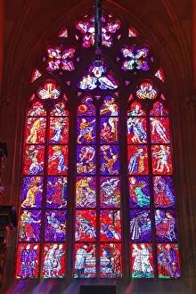 Prague, Czech Republic Collection: Stained glass windows of St. Vitus Cathedral in Prague, Czech Republic