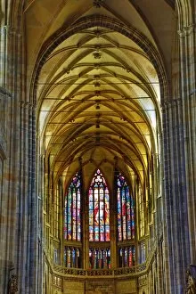 Prague, Czech Republic Collection: Stained glass windows of St. Vitus Cathedral in Prague, Czech Republic