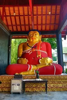 Thai Temples Collection: Statue of the fat Monk Tan Pra Maha Kajjana at Wat Chedi Luang Temple in Chiang Mai, Thailand