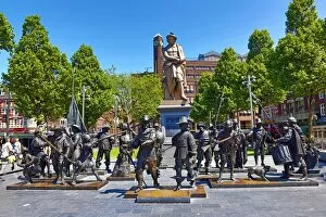 Images Dated 6th June 2016: Statue of Rembrandt in Rembrandtplein Square in Amsterdam, Holland