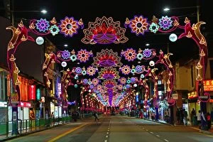 Singapore Collection: Street lights for Diwali in Singapore, Republic of Singapore