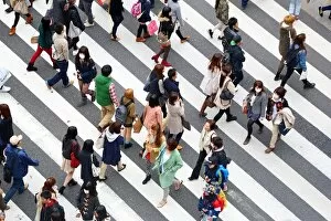 Images Dated 30th March 2013: Street scene of people on a zebra crossing in Harajuku, Tokyo, Japan