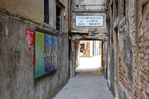 Street scene of a sortoportego tunnel under buildings in Venice, Italy Street scene of a sortoportego tunnel under buildings in Venice, Italy