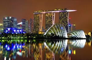 Singapore Collection: Supertrees Gardens by the Bay, Marina Bay Sands hotel, Singapore