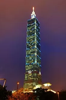 Taiwan Collection: Taipei 101 skyscraper tower at night, Taipei, Taiwan