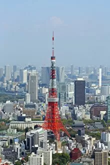 Images Dated 5th April 2013: Tokyo Tower and the city skyline in Tokyo, Japan