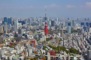Images Dated 5th April 2013: Tokyo Tower and the city skyline in Tokyo, Japan